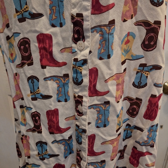 Women's Roper Top Sleeveless Blouse Country Western Cowboy Boots Large Rodeo - Picture 4 of 10